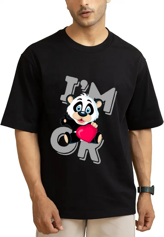 West Lane I AM OK oversized  round neck Black graphic t-shirt