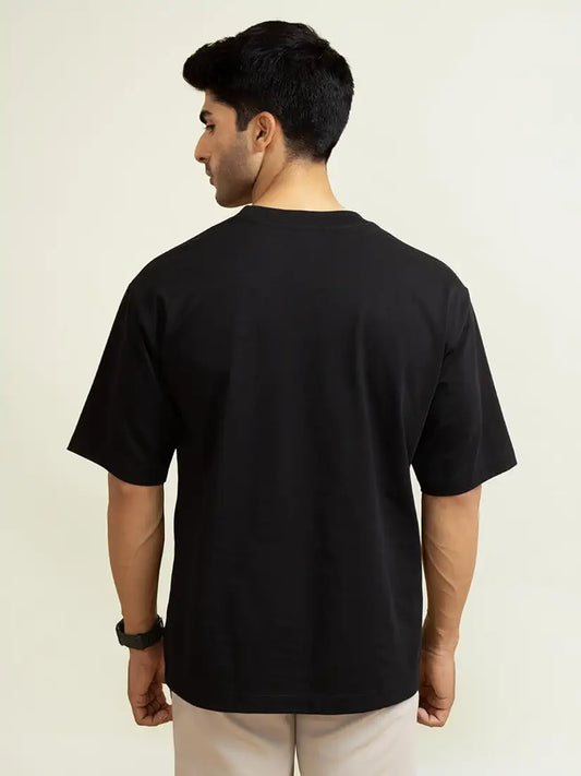 West Lane I AM OK oversized  round neck Black graphic t-shirt