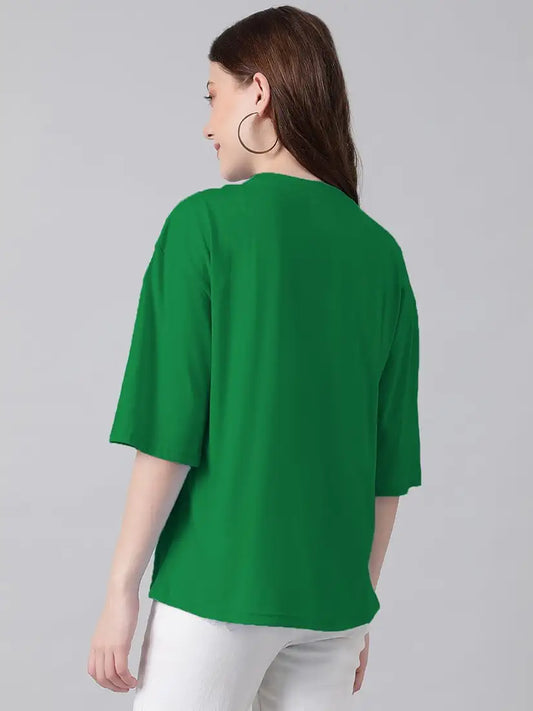 West Lane PANDA oversized round neck Green graphic t-shirt